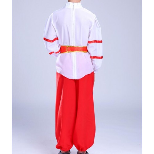 Red white patchwork European palace style girls boys kids Russian party performance cosplay Spanish folk dance dresses outfits